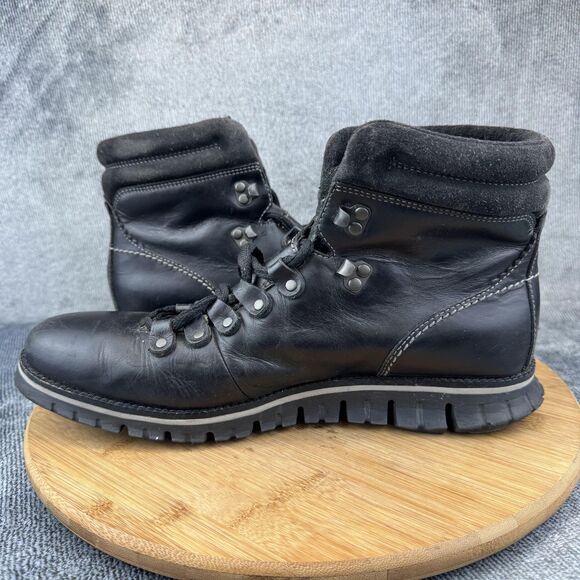 Cole Haan Boots Mens Size 10.5 Black Zerogrand Hiker Leather Lace Up C30403